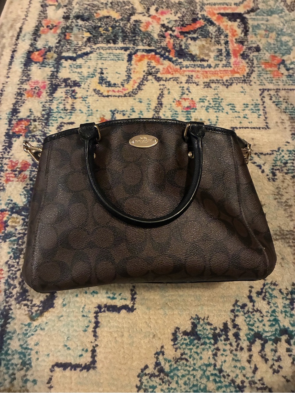 Coach Brown/Black Signature Canvas Satchel